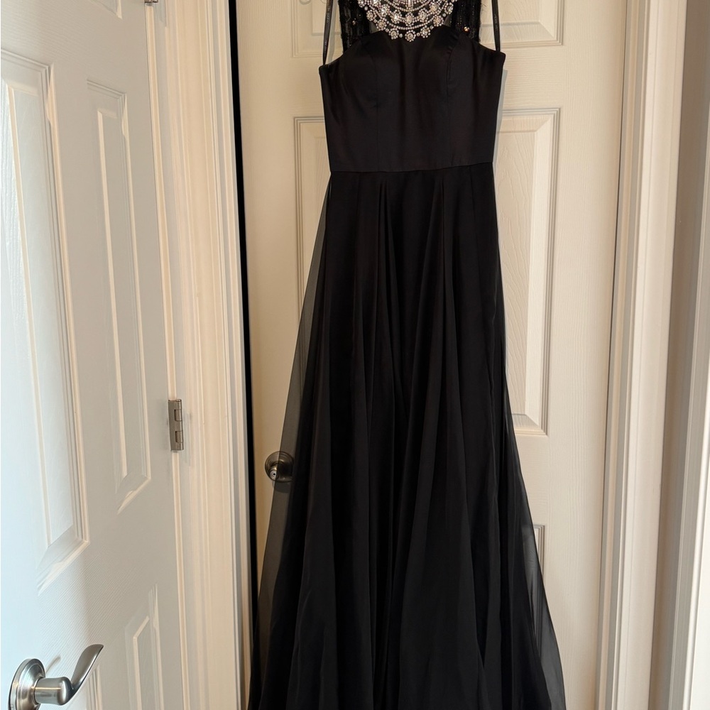 Sherri Hill Black Spaghetti Strap Maxi Dress